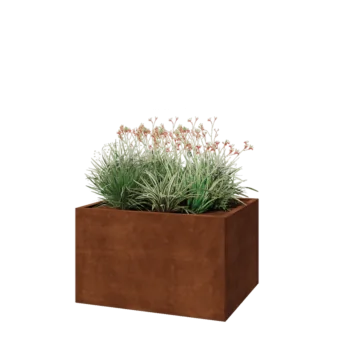 Ζαρντινιέρα από χάλυβα Corten - Ορθογώνιο - 100 x 80 x 60 cm - Με πλάκα βάσης