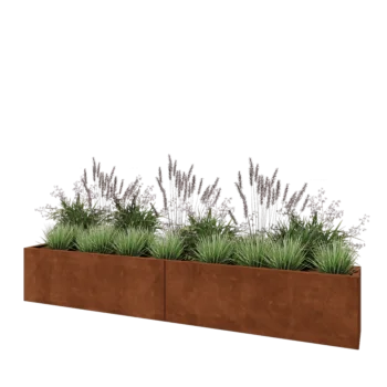 Ζαρντινιέρα XXL από χάλυβα Corten - Ορθογώνιο - 240 x 30 x 40 cm - Με πλάκα βάσης