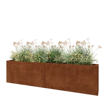 Ζαρντινιέρα XXL από χάλυβα Corten - Ορθογώνιο - 240 x 30 x 60 cm - Με πλάκα βάσης