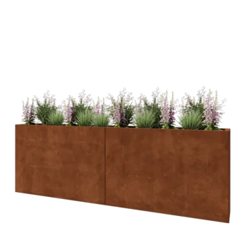 Ζαρντινιέρα XXL από χάλυβα Corten - Ορθογώνιο - 240 x 30 x 80 cm - Με πλάκα βάσης