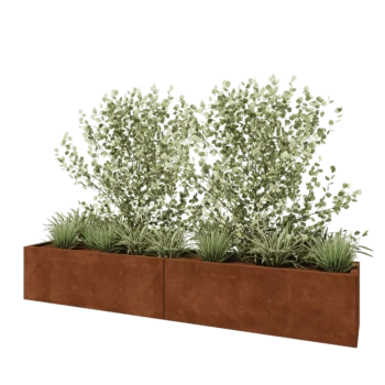 Ζαρντινιέρα XXL από χάλυβα Corten - Ορθογώνιο - 240 x 40 x 40 cm - Χωρίς πλάκα βάσης