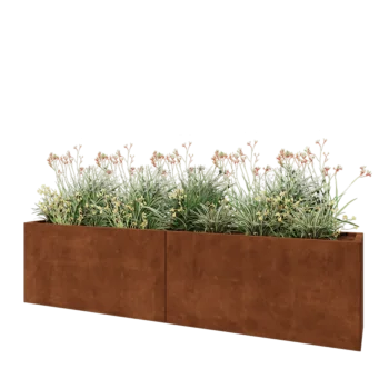 Ζαρντινιέρα XXL από χάλυβα Corten - Ορθογώνιο - 240 x 40 x 60 cm - Με πλάκα βάσης
