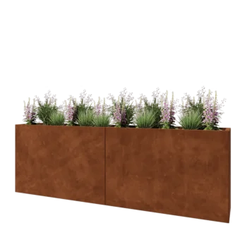 Ζαρντινιέρα XXL από χάλυβα Corten - Ορθογώνιο - 240 x 40 x 80 cm - Με πλάκα βάσης