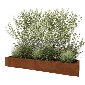Ζαρντινιέρα XXL από χάλυβα Corten - Ορθογώνιο - 240 x 50 x 30 cm - Με πλάκα βάσης