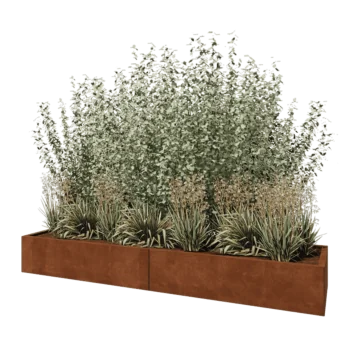Ζαρντινιέρα XXL από χάλυβα Corten - Ορθογώνιο - 240 x 60 x 30 cm - Χωρίς πλάκα βάσης