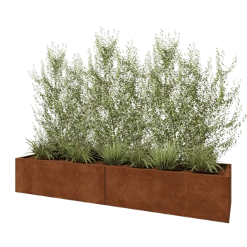 Ζαρντινιέρα XXL από χάλυβα Corten - Ορθογώνιο - 240 x 60 x 40 cm - Με πλάκα βάσης