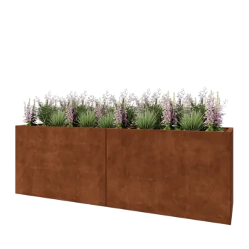 Ζαρντινιέρα XXL από χάλυβα Corten - Ορθογώνιο - 240 x 60 x 80 cm - Με πλάκα βάσης