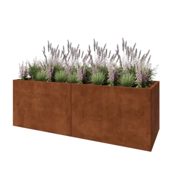 Ζαρντινιέρα XXL από χάλυβα Corten - Ορθογώνιο - 240 x 80 x 80 cm - Με πλάκα βάσης
