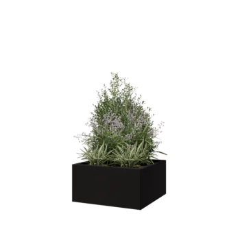 Ζαρντινιέρα από χάλυβα - Τετράγωνο - 60 x 60 x 30 cm - RAL9005 ματ (μαύρο) - Χωρίς πλάκα βάσης