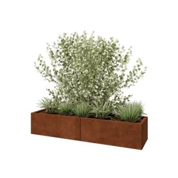 Ζαρντινιέρα XXL από χάλυβα Corten - Ορθογώνιο - 160 x 40 x 30 cm - Με πλάκα βάσης