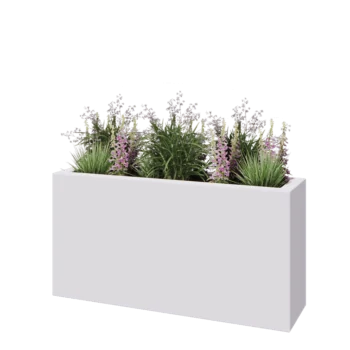 πολυεστερική γλάστρα - Ορθογώνιο - 120 x 30 x 60 cm - RAL9010 ματ (λευκό) - Με βάση