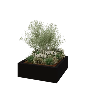 πολυεστερική γλάστρα - Τετράγωνο - 120 x 120 x 40 cm - RAL9005 ματ (μαύρο) - Με βάση