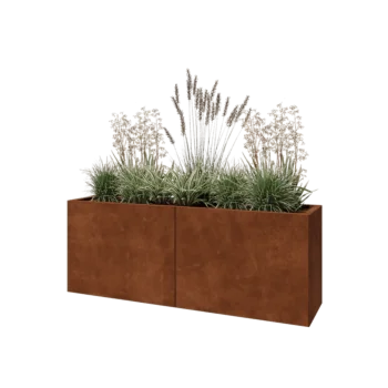 Ζαρντινιέρα XXL από χάλυβα Corten - Ορθογώνιο - 160 x 40 x 60 cm - Με πλάκα βάσης