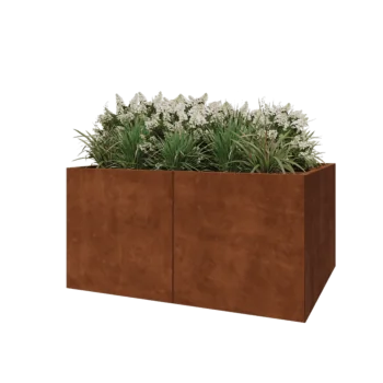Ζαρντινιέρα XXL από χάλυβα Corten - Ορθογώνιο - 160 x 120 x 80 cm - Με πλάκα βάσης