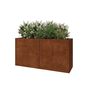 Ζαρντινιέρα XXL από χάλυβα Corten - Ορθογώνιο - 160 x 50 x 80 cm - Με πλάκα βάσης
