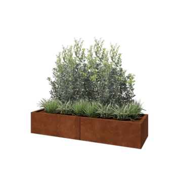Ζαρντινιέρα XXL από χάλυβα Corten - Ορθογώνιο - 160 x 50 x 30 cm - Με πλάκα βάσης