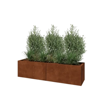 Ζαρντινιέρα XXL από χάλυβα Corten - Ορθογώνιο - 160 x 40 x 40 cm - Με πλάκα βάσης