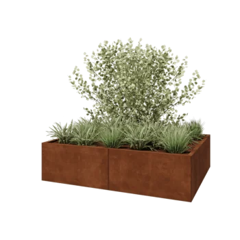 Ζαρντινιέρα XXL από χάλυβα Corten - Ορθογώνιο - 160 x 120 x 40 cm - Με πλάκα βάσης