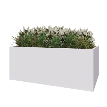 Ζαρντινιέρα XXL από χάλυβα - Ορθογώνιο - 200 x 120 x 80 cm - RAL9010 ματ (λευκό) - Με πλάκα βάσης