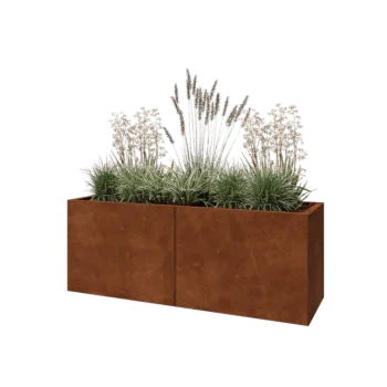 Ζαρντινιέρα XXL από χάλυβα Corten - Ορθογώνιο - 160 x 50 x 60 cm - Με πλάκα βάσης