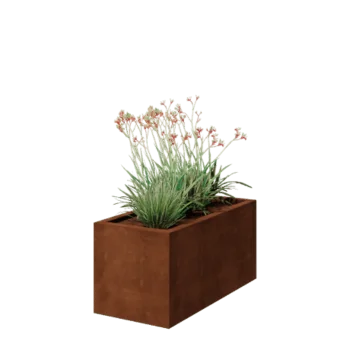 Ζαρντινιέρα από χάλυβα Corten - Ορθογώνιο - 100 x 50 x 50 cm - Συγκολλημένο - Με πλάκα βάσης