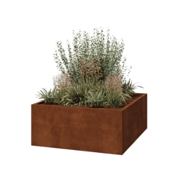 Ζαρντινιέρα από χάλυβα Corten - Τετράγωνο - 140 x 140 x 60 cm - Συγκολλημένο - Χωρίς πλάκα βάσης