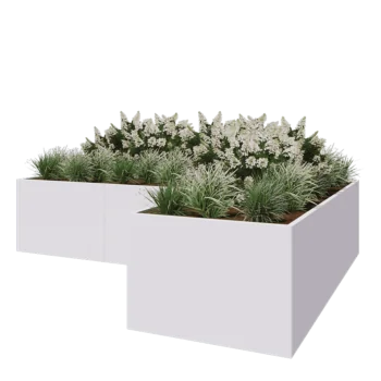 Ζαρντινιέρα από χάλυβα - Σχήμα L - 360 x 240 x 80 cm - RAL9010 ματ (λευκό) - Χωρίς πλάκα βάσης