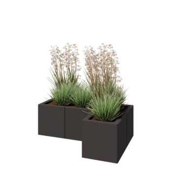 Ζαρντινιέρα από χάλυβα - Σχήμα L - 90 x 60 x 30 cm - Άλλο χρώμα RAL - Χωρίς πλάκα βάσης