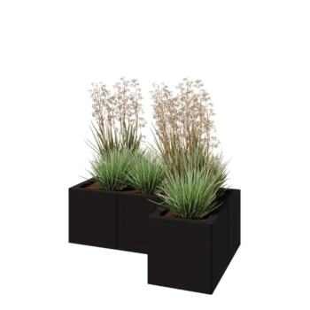 Ζαρντινιέρα από χάλυβα - Σχήμα L - 90 x 60 x 30 cm - RAL9005 ματ (μαύρο) - Χωρίς πλάκα βάσης