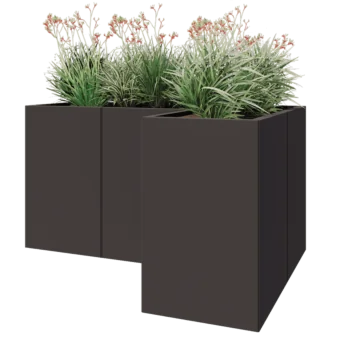Ζαρντινιέρα από χάλυβα - Σχήμα L - 150 x 100 x 80 cm - RAL7016 ματ (ανθρακί γκρι) - Χωρίς πλάκα βάσης