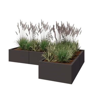 Ζαρντινιέρα από χάλυβα - Σχήμα L - 180 x 120 x 30 cm - RAL7016 ματ (ανθρακί γκρι) - Χωρίς πλάκα βάσης