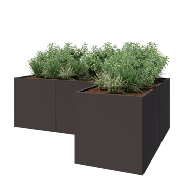 Ζαρντινιέρα από χάλυβα - Σχήμα L - 240 x 160 x 80 cm - RAL7016 ματ (ανθρακί γκρι) - Χωρίς πλάκα βάσης