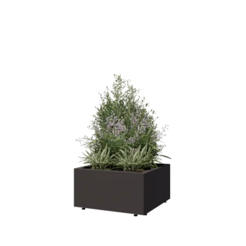 Ζαρντινιέρα από χάλυβα - Τετράγωνο - 60 x 60 x 30 cm - Άλλο χρώμα RAL - Με πλάκα βάσης - Με πόδια