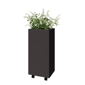 Ζαρντινιέρα από χάλυβα - Ορθογώνιο - 40 x 30 x 80 cm - RAL7016 ματ (ανθρακί γκρι) - Με πλάκα βάσης - Με τροχούς