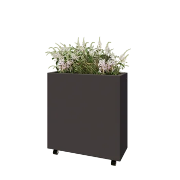 Ζαρντινιέρα από χάλυβα - Ορθογώνιο - 80 x 30 x 80 cm - RAL7016 ματ (ανθρακί γκρι) - Με πλάκα βάσης - Με τροχούς