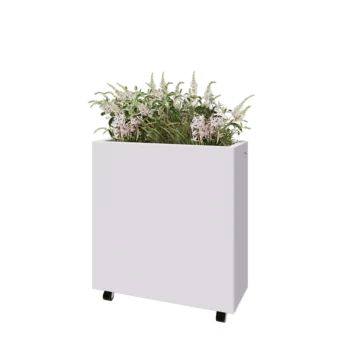 Ζαρντινιέρα από χάλυβα - Ορθογώνιο - 80 x 30 x 80 cm - RAL9010 ματ (λευκό) - Με πλάκα βάσης - Με τροχούς