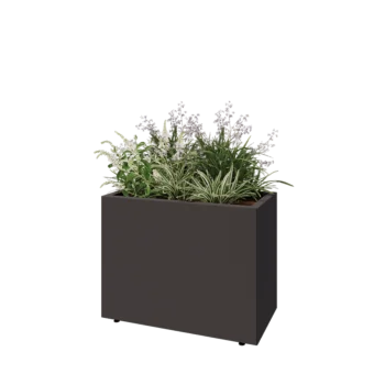 Ζαρντινιέρα από χάλυβα - Ορθογώνιο - 80 x 40 x 60 cm - Άλλο χρώμα RAL - Με πλάκα βάσης - Με πόδια