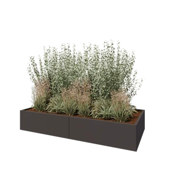 Ζαρντινιέρα XXL από χάλυβα - Ορθογώνιο - 240 x 100 x 40 cm - RAL7016 ματ (ανθρακί γκρι) - Με πλάκα βάσης