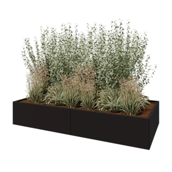 Ζαρντινιέρα XXL από χάλυβα - Ορθογώνιο - 240 x 100 x 40 cm - RAL9005 ματ (μαύρο) - Με πλάκα βάσης