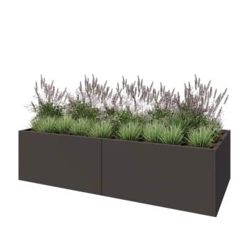 Ζαρντινιέρα XXL από χάλυβα - Ορθογώνιο - 240 x 100 x 60 cm - Άλλο χρώμα RAL - Με πλάκα βάσης