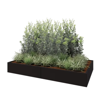 Ζαρντινιέρα XXL από χάλυβα - Ορθογώνιο - 240 x 120 x 30 cm - RAL9005 ματ (μαύρο) - Χωρίς πλάκα βάσης