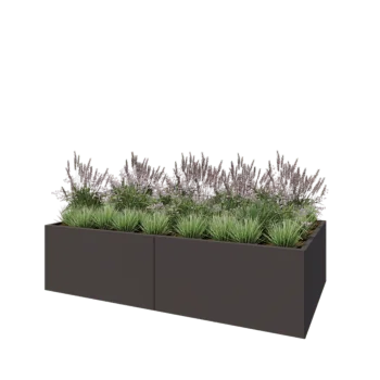 Ζαρντινιέρα XXL από χάλυβα - Ορθογώνιο - 240 x 120 x 60 cm - RAL7016 ματ (ανθρακί γκρι) - Με πλάκα βάσης