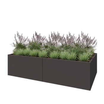 Ζαρντινιέρα XXL από χάλυβα - Ορθογώνιο - 240 x 120 x 60 cm - Άλλο χρώμα RAL - Με πλάκα βάσης