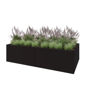 Ζαρντινιέρα XXL από χάλυβα - Ορθογώνιο - 240 x 120 x 60 cm - RAL9005 ματ (μαύρο) - Με πλάκα βάσης
