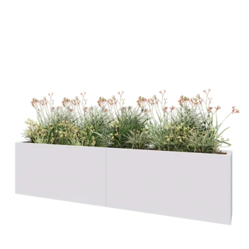 Ζαρντινιέρα XXL από χάλυβα - Ορθογώνιο - 240 x 30 x 60 cm - RAL9010 ματ (λευκό) - Με πλάκα βάσης