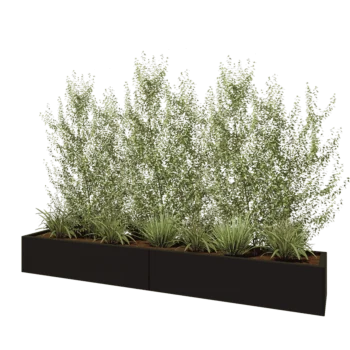 Ζαρντινιέρα XXL από χάλυβα - Ορθογώνιο - 240 x 40 x 30 cm - RAL9005 ματ (μαύρο) - Με πλάκα βάσης