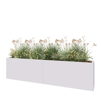 Ζαρντινιέρα XXL από χάλυβα - Ορθογώνιο - 240 x 40 x 60 cm - RAL9010 ματ (λευκό) - Με πλάκα βάσης