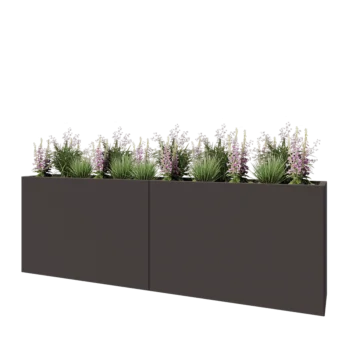 Ζαρντινιέρα XXL από χάλυβα - Ορθογώνιο - 240 x 40 x 80 cm - Άλλο χρώμα RAL - Με πλάκα βάσης