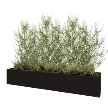 Ζαρντινιέρα XXL από χάλυβα - Ορθογώνιο - 240 x 50 x 40 cm - RAL9005 ματ (μαύρο) - Με πλάκα βάσης