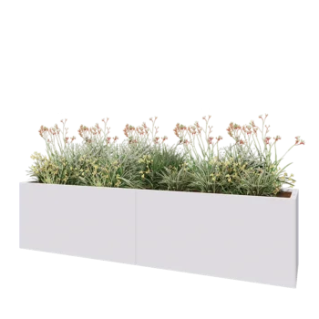 Ζαρντινιέρα XXL από χάλυβα - Ορθογώνιο - 240 x 50 x 60 cm - RAL9010 ματ (λευκό) - Με πλάκα βάσης